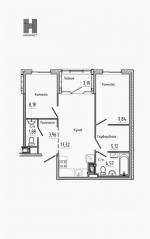 МФК «Нигилист (Concept)», планировка 2-комнатной квартиры, 49.29 м²