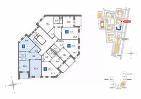 ЖК «Ново-Никольское», планировка 2-комнатной квартиры, 72.80 м²