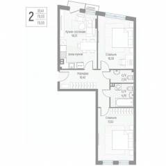 МЖК «Эльйон», планировка 2-комнатной квартиры, 70.03 м²