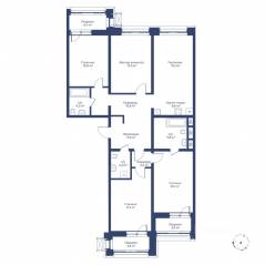 ЖК «Цветочный город», планировка 5-комнатной квартиры, 135.70 м²