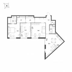 МФК «Voxhall», планировка 3-комнатной квартиры, 103.70 м²