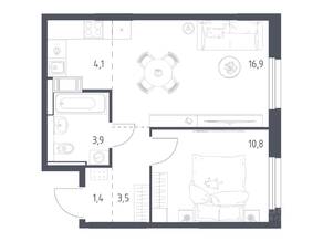 ЖК «Мытищи Парк», планировка 1-комнатной квартиры, 40.20 м²