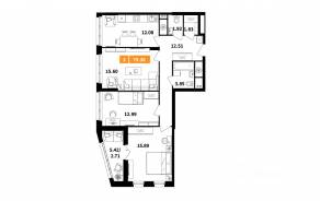 ЖК «Планерный квартал», планировка 3-комнатной квартиры, 79.38 м²