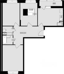 ЖК «Красная горка», планировка 3-комнатной квартиры, 68.40 м²