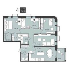 ЖК «Мишино-2», планировка 4-комнатной квартиры, 106.46 м²