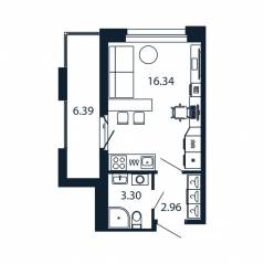 ЖК «Полис Новоселье», планировка студии, 24.52 м²