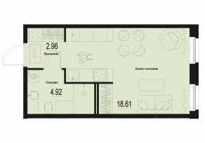 ЖК «ID Murino III», планировка студии, 26.49 м²