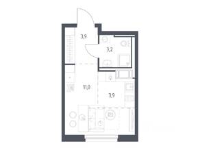 ЖК «Мытищи Парк», планировка студии, 21.70 м²