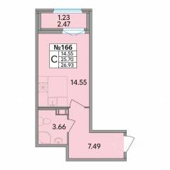 ЖК «Рождественский квартал», планировка студии, 26.93 м²