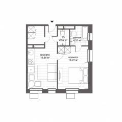 Апарт-комплекс «CitiMix Новокосино», планировка 1-комнатной квартиры, 45.45 м²