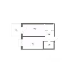 ЖК «Парусная 1», планировка 1-комнатной квартиры, 50.00 м²