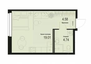 ЖК «ID Murino III», планировка студии, 28.33 м²