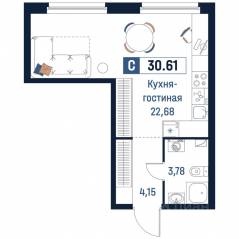 ЖК «Максималист», планировка студии, 30.61 м²