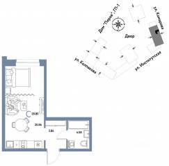 ЖК «Страна.Парковая», планировка студии, 28.80 м²