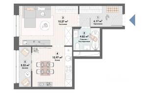 ЖК «Триумф» (Пушкино), планировка 1-комнатной квартиры, 39.75 м²
