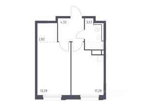 ЖК «Новые Лаврики», планировка 1-комнатной квартиры, 35.51 м²