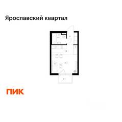 ЖК «Ярославский квартал», планировка студии, 24.40 м²