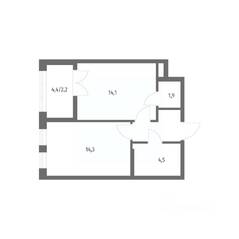 ЖК «NEWПИТЕР», планировка 1-комнатной квартиры, 40.70 м²