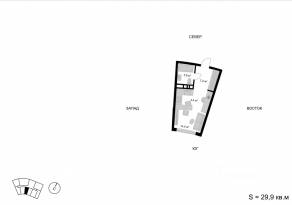 ЖК «Мытищи-Сити», планировка студии, 29.90 м²