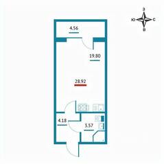 ЖК «Левитан», планировка студии, 28.92 м²