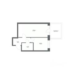 ЖК «NEWПИТЕР», планировка 1-комнатной квартиры, 45.42 м²