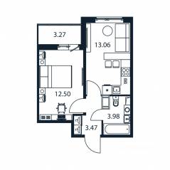 ЖК «Полис ЛАВрики», планировка 1-комнатной квартиры, 32.70 м²