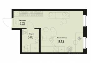 ЖК «ID Murino III», планировка студии, 27.44 м²
