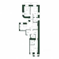 ЖК «Моисеенко, 10», планировка 3-комнатной квартиры, 122.90 м²
