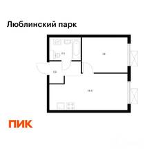 ЖК «Люблинский парк», планировка 1-комнатной квартиры, 33.30 м²
