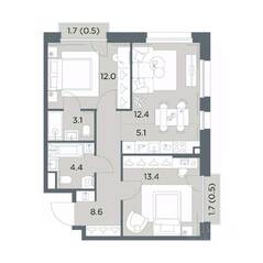 ЖК «Станиславский», планировка 3-комнатной квартиры, 60.00 м²