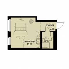 ЖК «ID Murino III», планировка студии, 25.73 м²