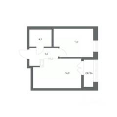 ЖК «NEWПИТЕР», планировка 1-комнатной квартиры, 36.74 м²