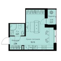 ЖК «ID Kudrovo II», планировка студии, 25.26 м²