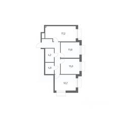 ЖК «Парусная 1», планировка 3-комнатной квартиры, 71.10 м²