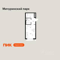 ЖК «Мичуринский парк», планировка студии, 27.50 м²