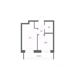 ЖК «NEWПИТЕР», планировка 1-комнатной квартиры, 35.62 м²