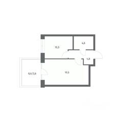 ЖК «NEWПИТЕР», планировка 1-комнатной квартиры, 41.84 м²