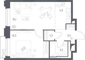Апарт-комплекс «Верейская 41», планировка 1-комнатной квартиры, 40.20 м²