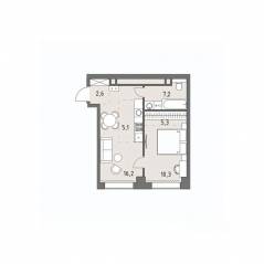 ЖК «Родина Парк», планировка 2-комнатной квартиры, 46.80 м²