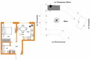 ЖК «Страна.Парковая», планировка 1-комнатной квартиры, 33.36 м²
