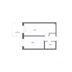 ЖК «Парусная 1», планировка 1-комнатной квартиры, 47.40 м²