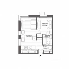 Апарт-комплекс «CitiMix Новокосино», планировка студии, 39.59 м²