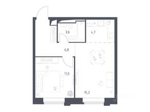 Апарт-комплекс «Верейская 41», планировка 1-комнатной квартиры, 41.28 м²