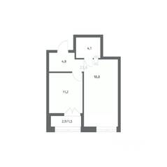 ЖК «NEWПИТЕР», планировка 1-комнатной квартиры, 40.44 м²