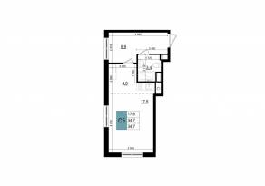 ЖК «Одинцово сити», планировка студии, 34.70 м²