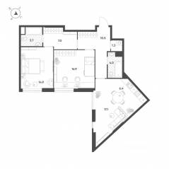 МФК «Voxhall», планировка 3-комнатной квартиры, 81.80 м²