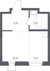 МФК «Люберцы 2023», планировка студии, 27.80 м²