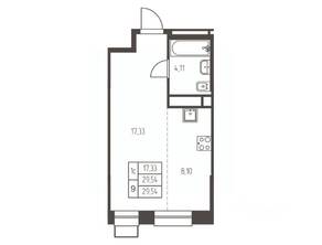 ЖК «Новая Ивантеевка», планировка студии, 29.50 м²