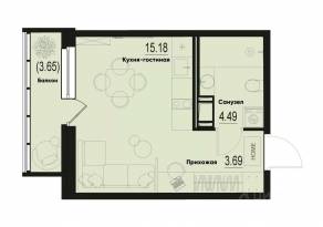 ЖК «ID Murino III», планировка студии, 24.45 м²