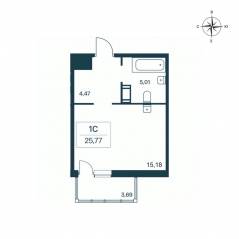 ЖК «Расцветай в Янино», планировка студии, 25.70 м²